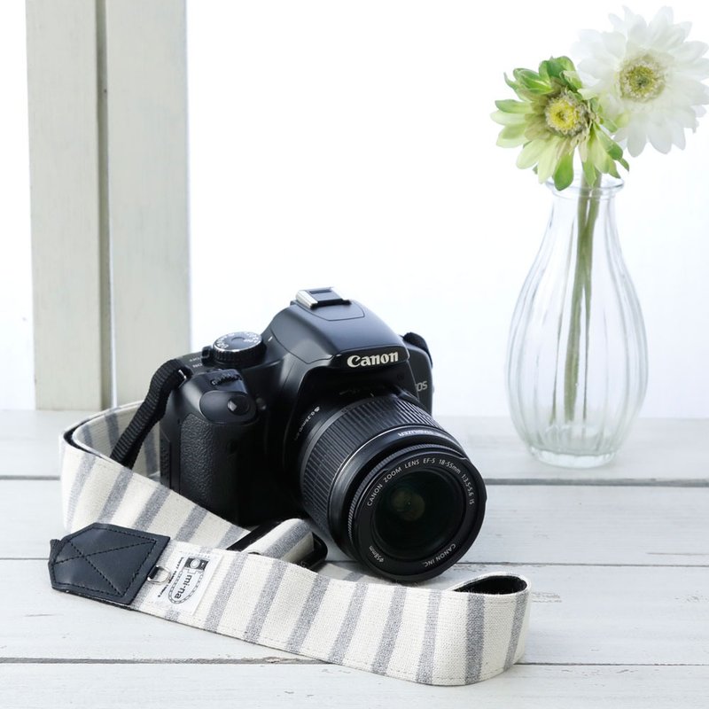 [3.5cm width] Adjustable camera strap/Natural basic border - Camera Straps & Stands - Cotton & Hemp Multicolor