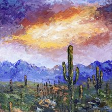 山の絵画 オリジナルアクリル画 湖の風景 厚塗り画 - ショップ