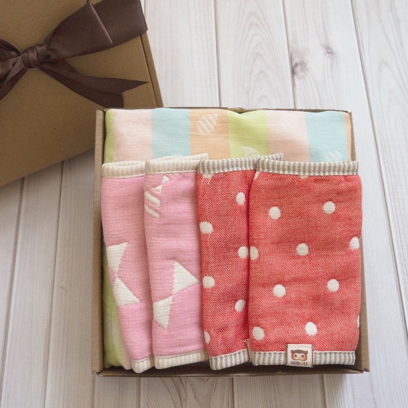 Made in Taiwan with a little care_Newborn nursing towel gift box (nursing towel+sling/stroller saliva towel) - Baby Gift Sets - Cotton & Hemp Multicolor