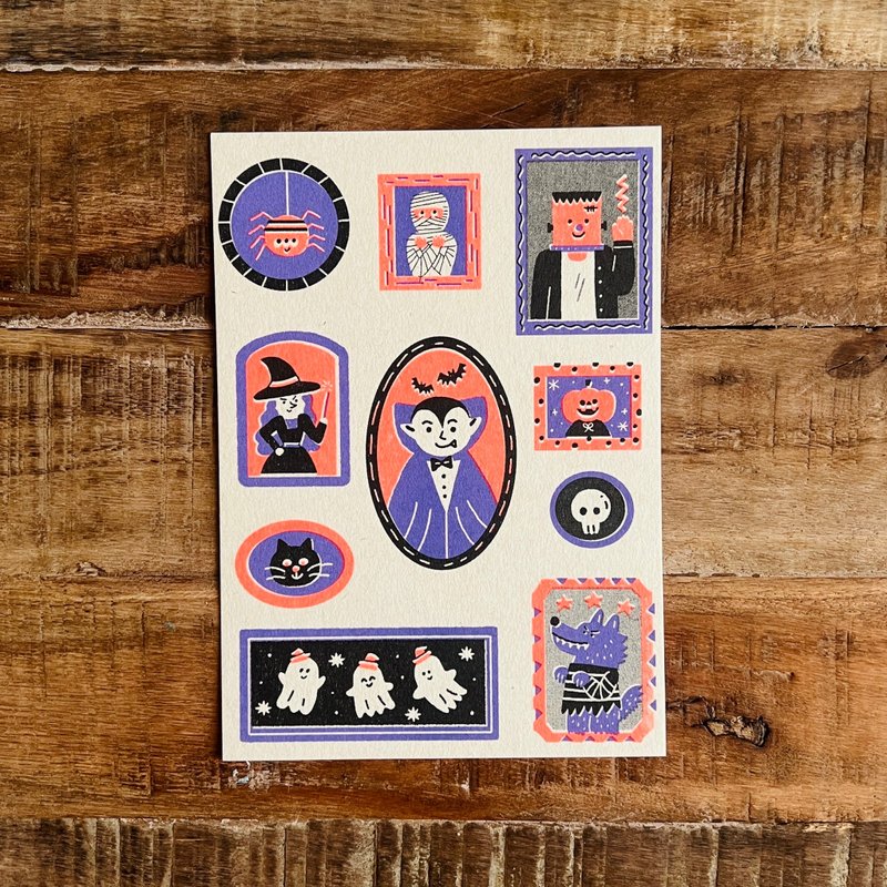 Halloween/monsters love trick-or-treating/perforated postcards/trick or treat - Cards & Postcards - Paper Multicolor