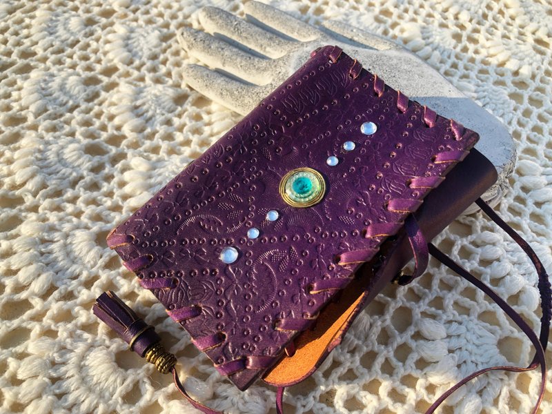 Majans 皮革小本本 拍立得相簿 紫色藍鑽 - 相簿/相本 - 真皮 紫色