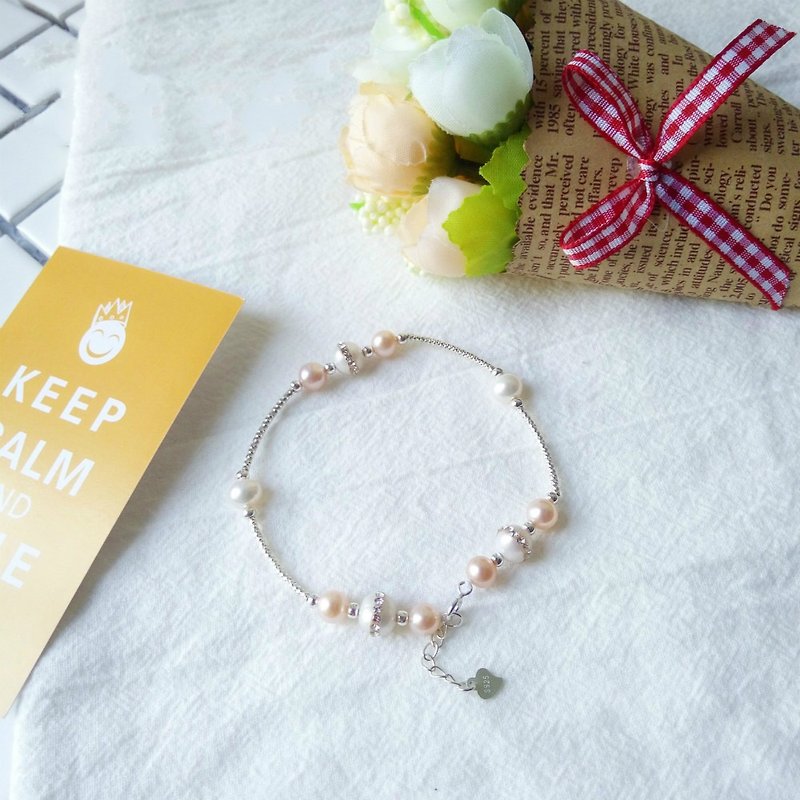 Natural simple pearl bracelet / elegant temperament bracelet / fine gypsophila round bead bracelet / fresh bracelet gift + 925 silver - Bracelets - Gemstone Silver