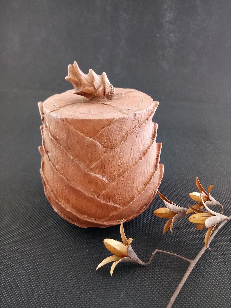 Bamboo-Shoot ceramic tea caddy, handmade pottery - ถ้วย - ดินเผา สีกากี