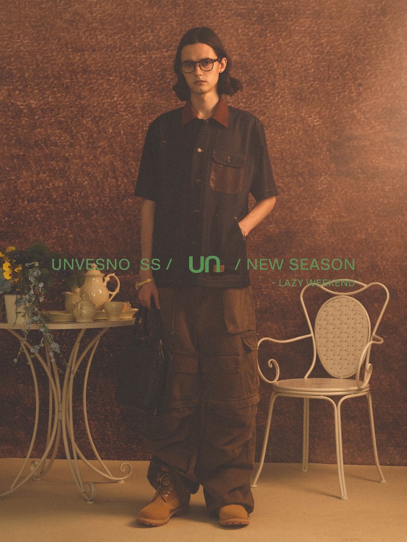 Unvesno(UN)New Vintage燈芯絨與仿舊皮革口袋輕薄牛仔質感襯衫 - 男襯衫/休閒襯衫 - 其他材質 