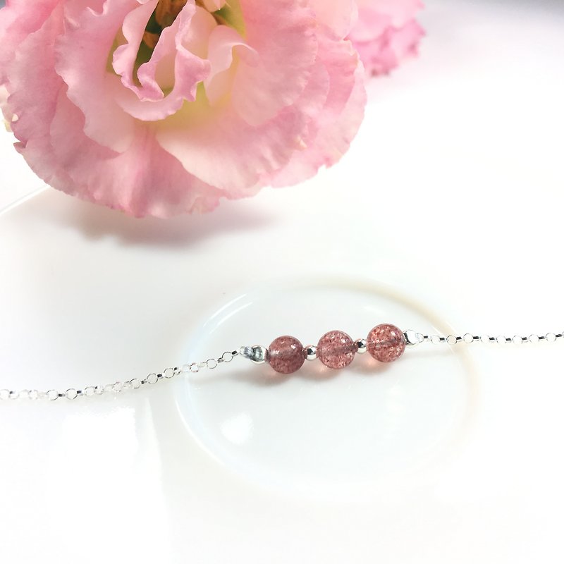Ops Strawberry Crystal silver elegant bracelet - Bracelets - Gemstone Pink