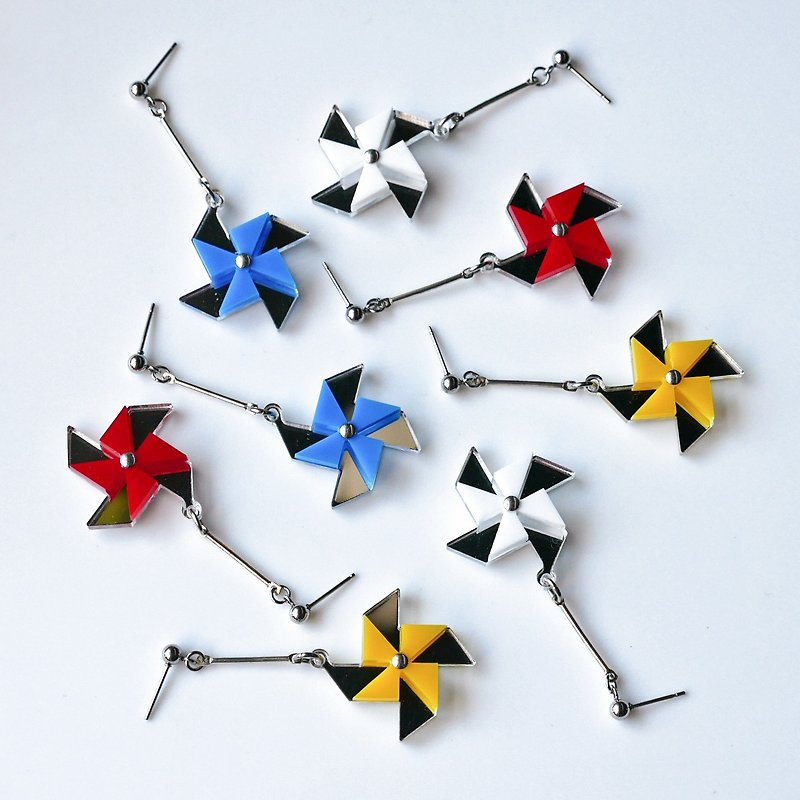 / Windmill Earrings-Nature Series/ - Earrings & Clip-ons - Acrylic Multicolor