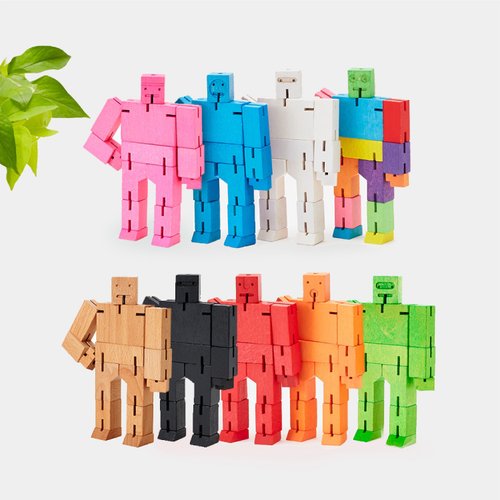 Cubebot 臺灣總代理 Cubebot 酷比人 經典迷你 山毛櫸積木製變形機器人兒童玩具公仔