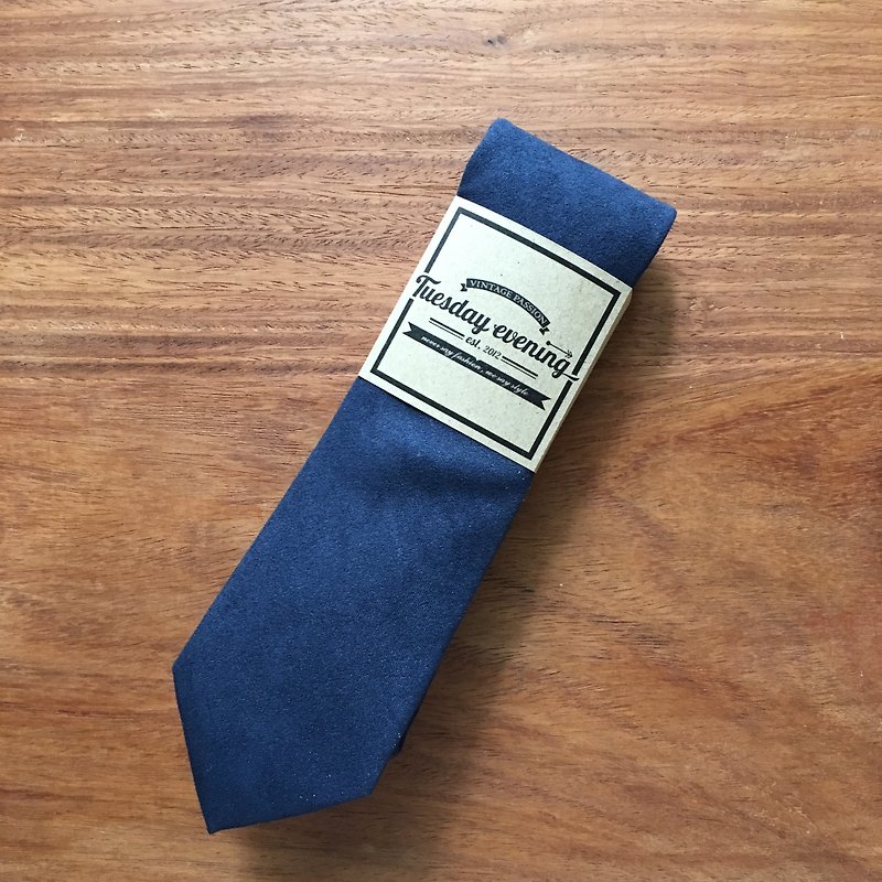 Neck Tie Blue Flannel - เนคไท/ที่หนีบเนคไท - ผ้าฝ้าย/ผ้าลินิน สีน้ำเงิน