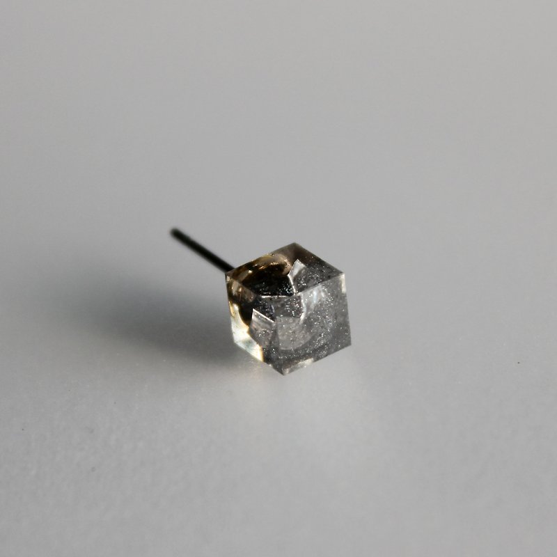 Transparent square earrings / 912 / cold metal series / White Ink - single only - Earrings & Clip-ons - Waterproof Material Silver