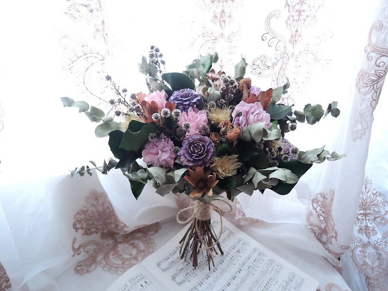 [mine field sentiment] dry flower / bride / wedding dress / wedding / bouquet / bouquet / earth color - ช่อดอกไม้แห้ง - พืช/ดอกไม้ สึชมพู