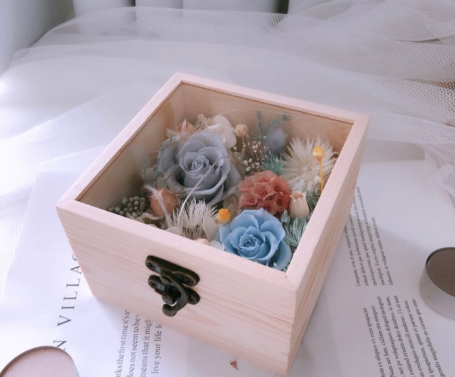 家の装飾用に彫刻を施してカスタマイズされた不滅の花と木箱