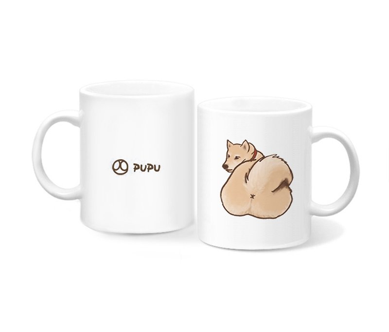 Shiba Inu - Ass - Original Illustration - Mug - Gift Custom - Flies Planet - Handmade Market - แก้วมัค/แก้วกาแฟ - เครื่องลายคราม 