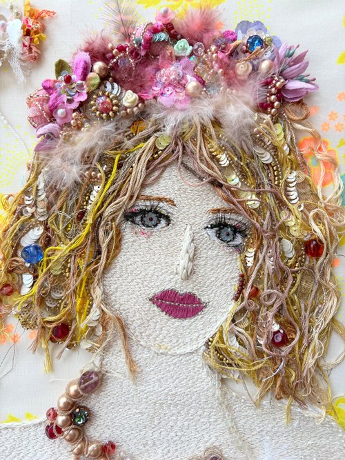 SCULPTOR デニム ビーズ 刺繍 ビーズ刺繍アート 額装 Liberty is a jewel - ショップ ビーズ