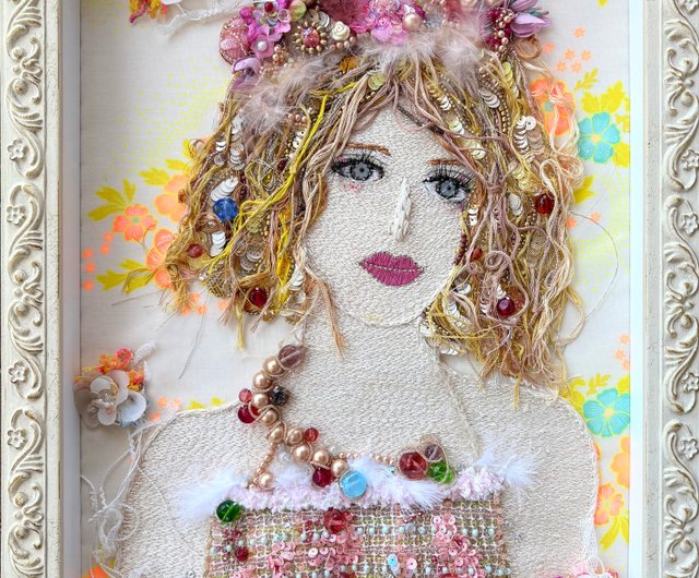 ビーズ刺繍アート 額装 Liberty is a jewel - ショップ ビーズ