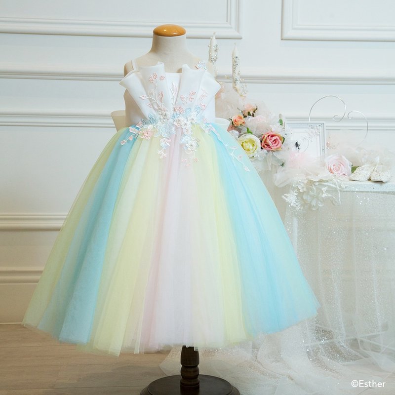 [Girls' custom dresses] Sweet baby dress, rainbow elf, gradually puffing skirt - ชุดเด็ก - ผ้าฝ้าย/ผ้าลินิน หลากหลายสี