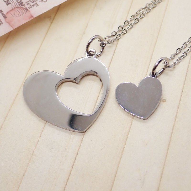 [Bifa Lifetime] White Steel Jewelry—Couple Pendant with You in My Heart - Necklaces - Stainless Steel Silver