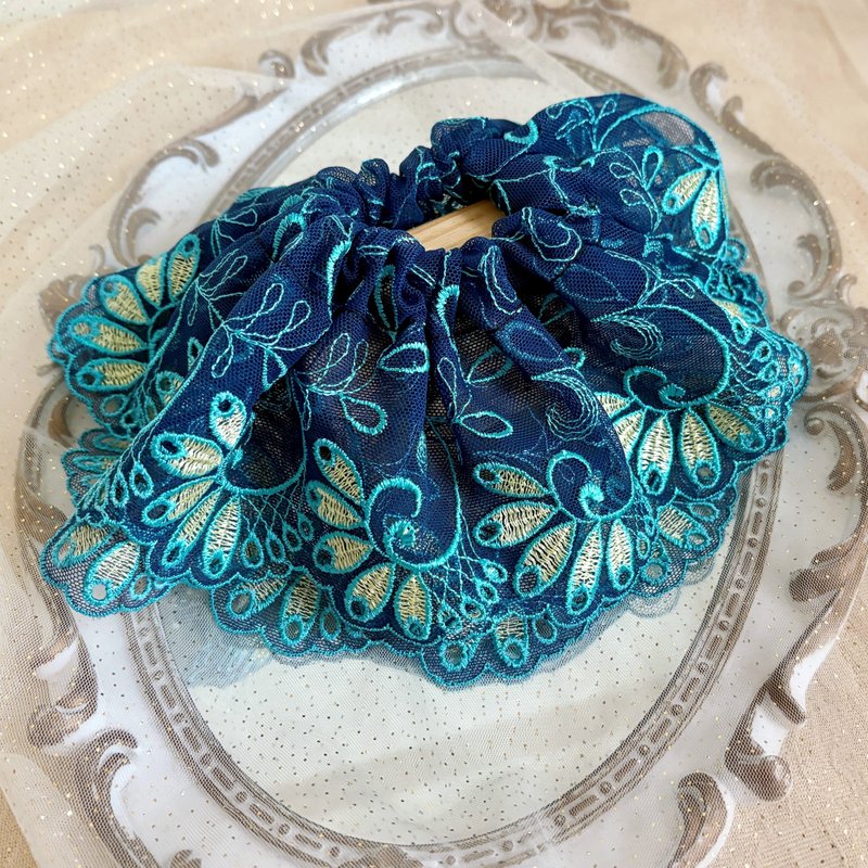 法式刺繡蕾絲大腸圈/條紋 髮圈 大腸髮圈 髮束髮飾頭飾豬腸圈 - 髮夾/髮圈 - 其他材質 多色