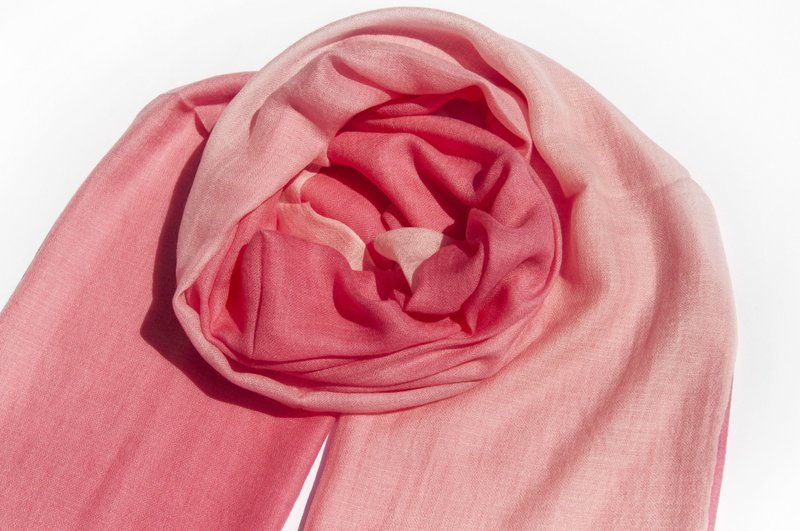 Cashmere/cashmere scarf/pure wool scarf/ring velvet shawl-pink gradient - ผ้าพันคอถัก - ขนแกะ สึชมพู