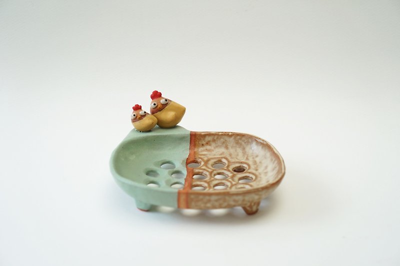  Soap dish , handmade ceramic , Chicken - Pottery & Ceramics - Pottery Multicolor