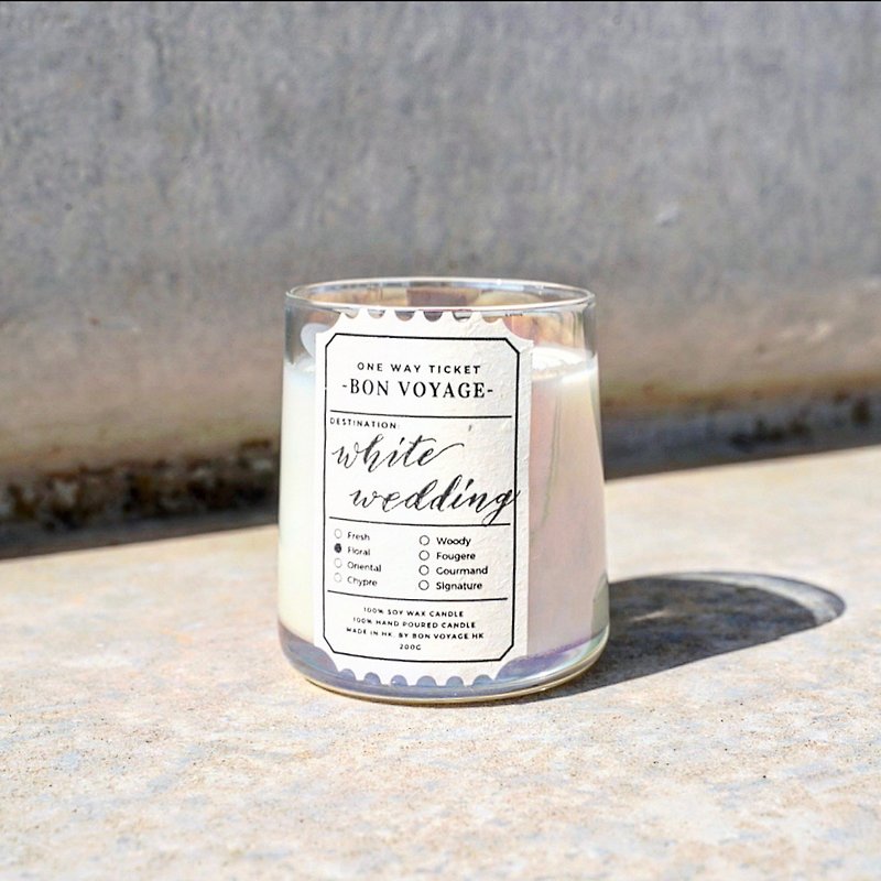 White Wedding Handcrafted Soy Scented Candle - Soy Candle 200g - Candles & Candle Holders - Wax Transparent