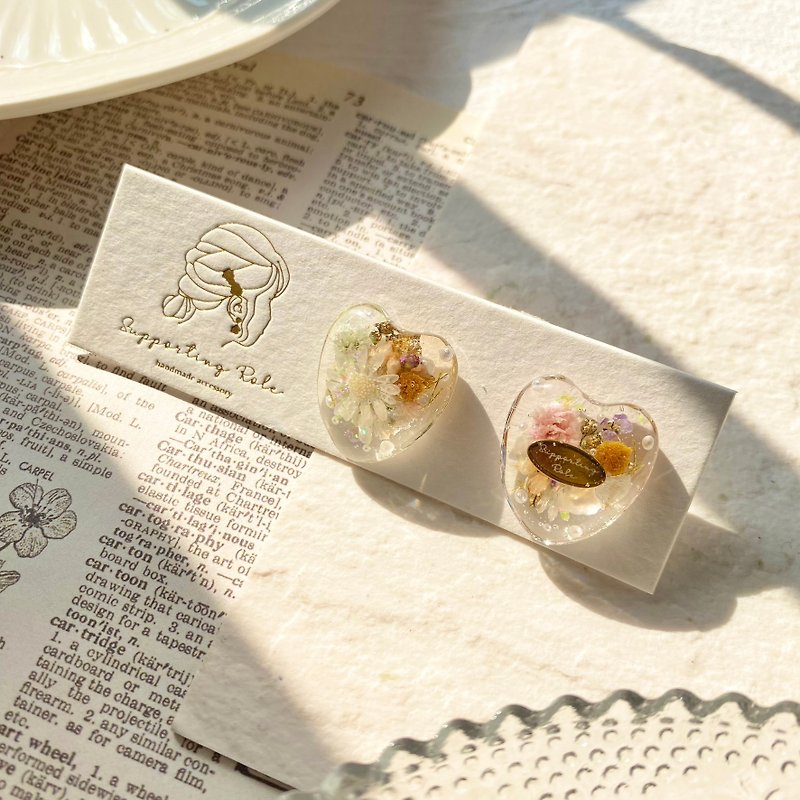 Jelly Heart Flower Earrings - Earrings & Clip-ons - Resin Gold