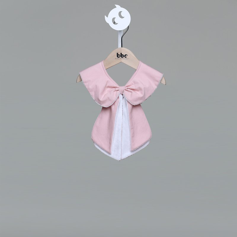平織蝴蝶結假領口水巾(粉） - 圍兜/口水巾 - 棉．麻 粉紅色