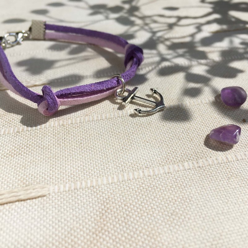 Handmade Simple Stylish Anchor Bracelets –Lavender purple limited - สร้อยข้อมือ - วัสดุอื่นๆ สีม่วง