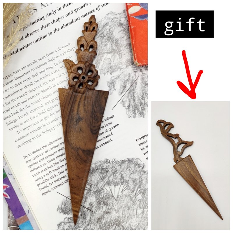 Wooden flower  bookmark. Handcarved. - Other - Wood 