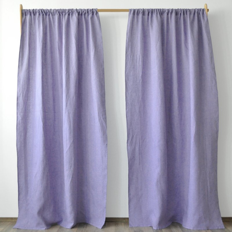 Lavender regular and blackout linen curtains / Custom curtains / 2 panels - 門簾/門牌 - 亞麻 紫色