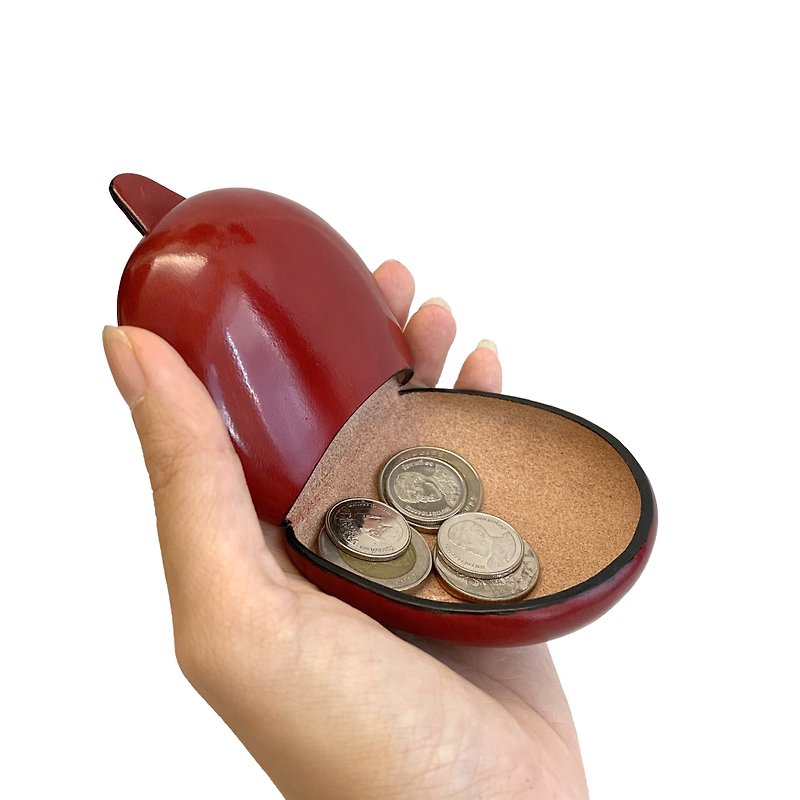 COIN CASE /OXIDE RED - 零錢包/小錢包 - 真皮 紅色