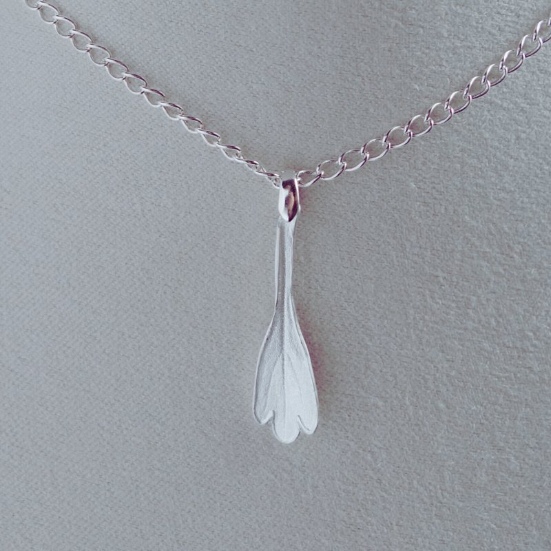 植物拓印【絨毛3手手】999純銀/項鍊吊墜/銀黏土手作 - 項鍊 - 純銀 銀色