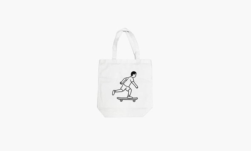 NORITAKE-SKATER BOY (totebag) - Messenger Bags & Sling Bags - Cotton & Hemp White