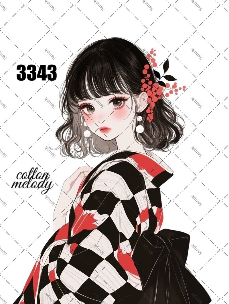 original sticker no.3343 人物ステッカー オリジナルステッカー オリジナル人物ステッカー 装飾ステッカー cotton melody - 貼紙 - 紙 