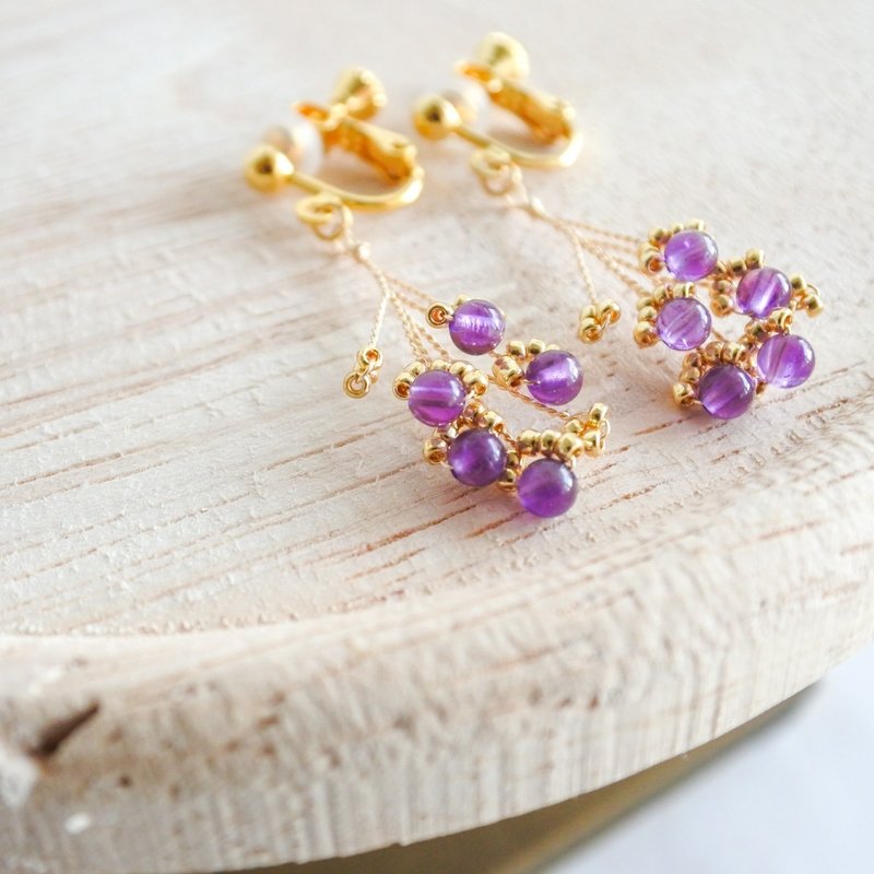 sui  -amethyst- - Earrings & Clip-ons - Other Metals Gold