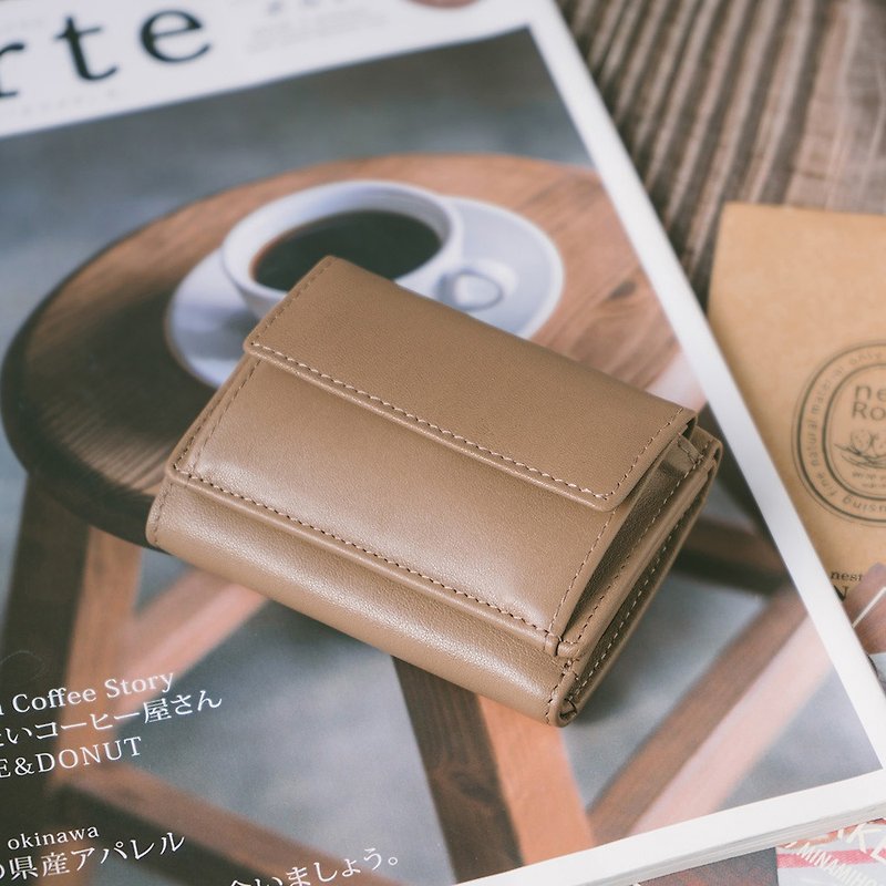 Genuine Leather Simple Mini Wallet X0043 Gray - Coin Purses - Genuine Leather Khaki