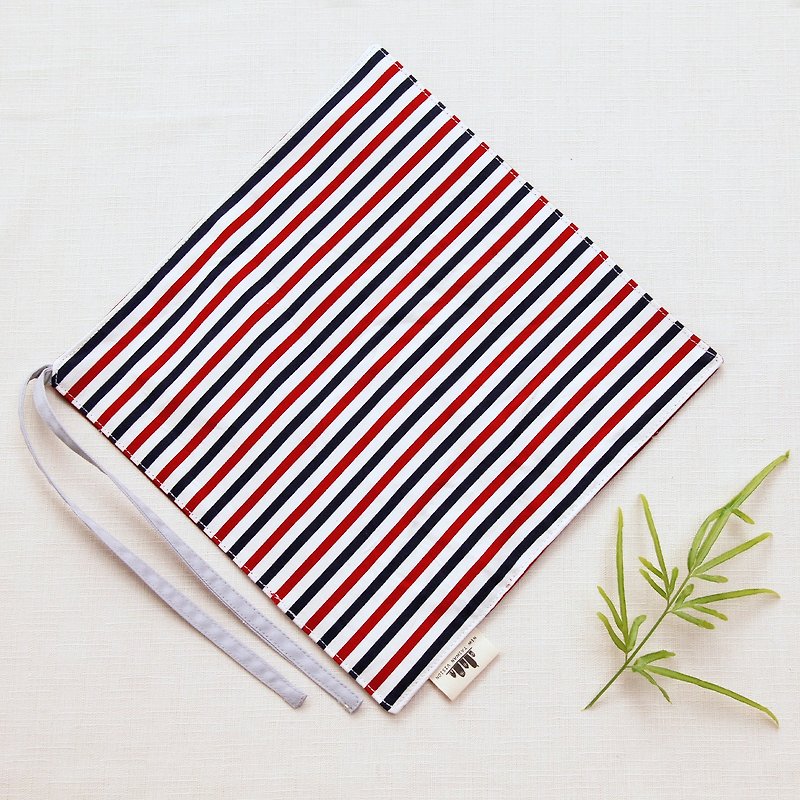 【一角餐具組】- 紅藍條紋 - 法國 - 筷子/筷架 - 棉．麻 紅色