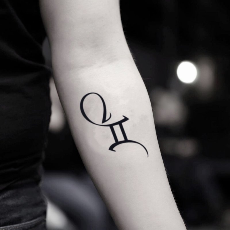 OhMyTat 雙子座 Gemini 刺青圖案紋身貼紙 (2 張) - 紋身貼紙/刺青貼紙 - 紙 黑色