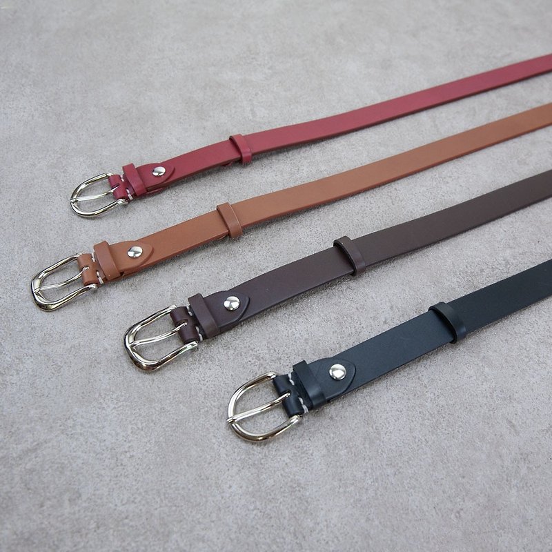 Handcraft leather Belt (25mm) Vegetable tanned leather Genuine Leather - Belts - Genuine Leather Multicolor