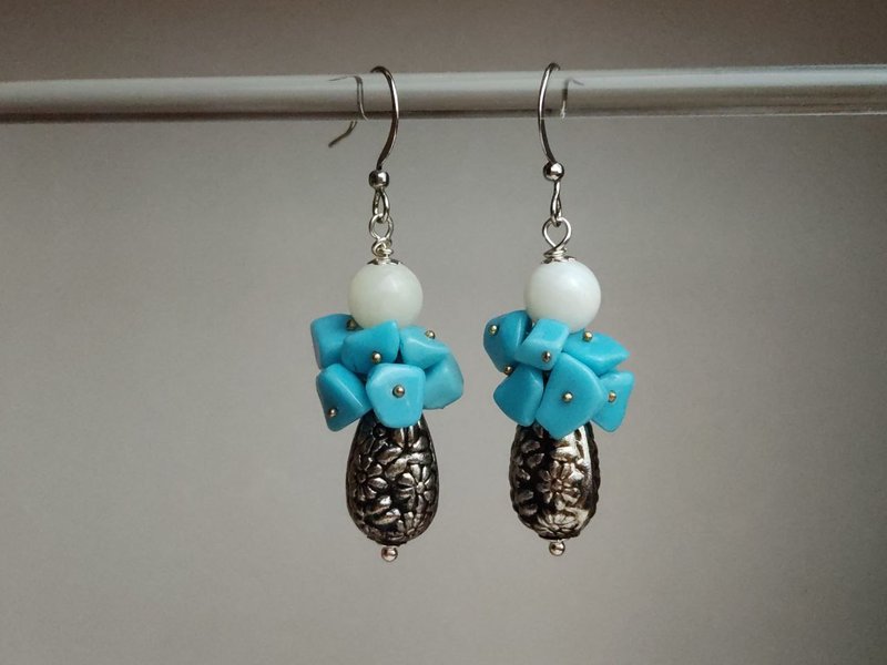 Turquoise earrings drop dangle blue earrings boho albinabeadart - ต่างหู - เครื่องเพชรพลอย สีน้ำเงิน