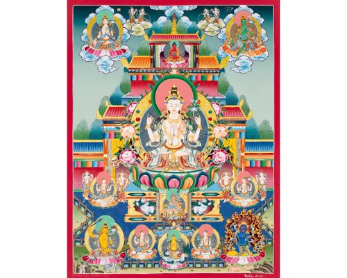 Boudha Stupa Thanka Centre 24K金西藏觀音勝甘唐卡畫 | 佛教唐卡