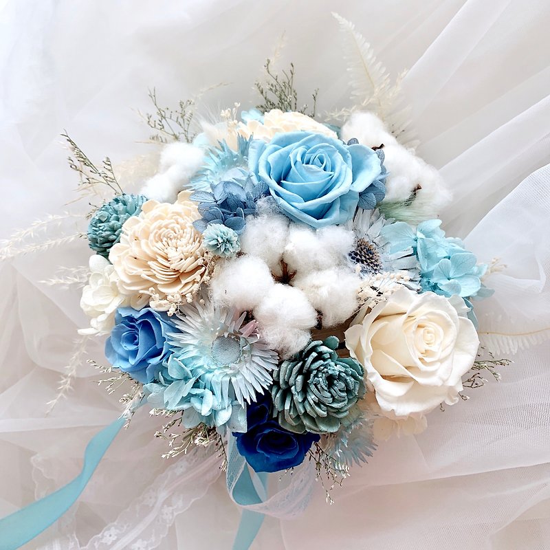 Temperament blue does not wither eternal rose bouquet dry bouquet bride bouquet eternal bouquet does not withcend flowers - Dried Flowers & Bouquets - Plants & Flowers 