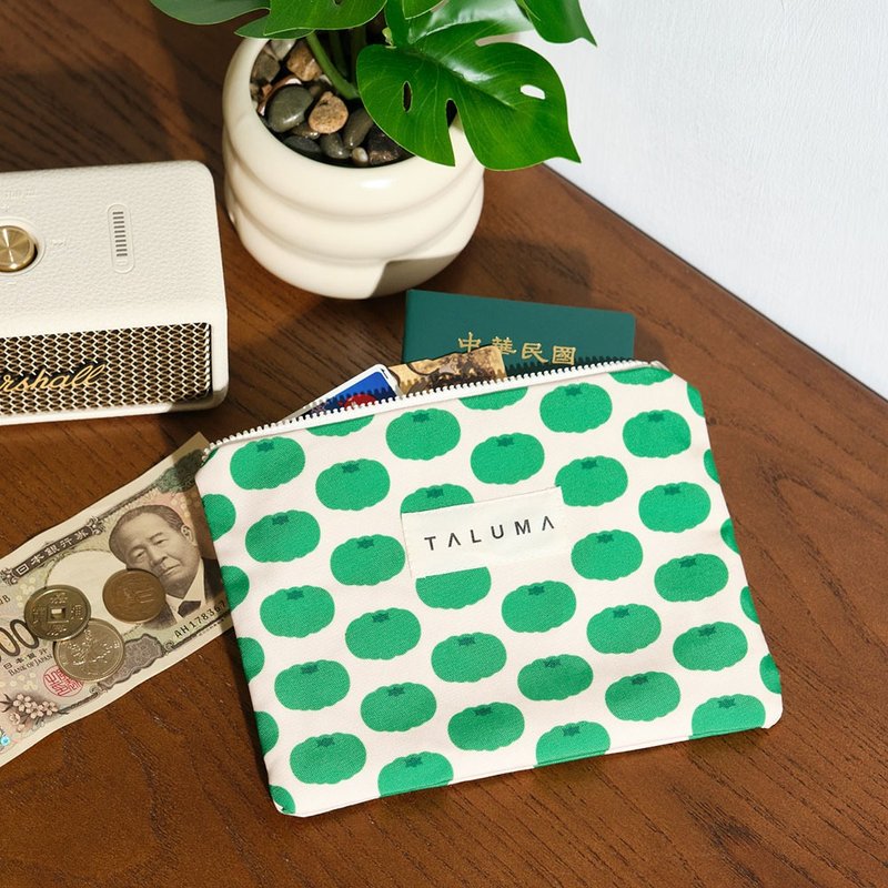 車輪茄數位印花拉鍊收納包 - 化妝包/收納袋 - 聚酯纖維 綠色