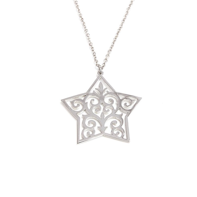 Decorative pattern in star shape pendant - Necklaces - Other Metals Silver
