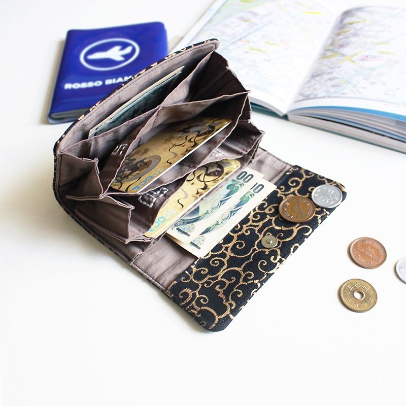 日本旅行 錢包 X 日幣分隔財布 - 玄雲【限量手工製作】 - 銀包 - 棉．麻 黑色