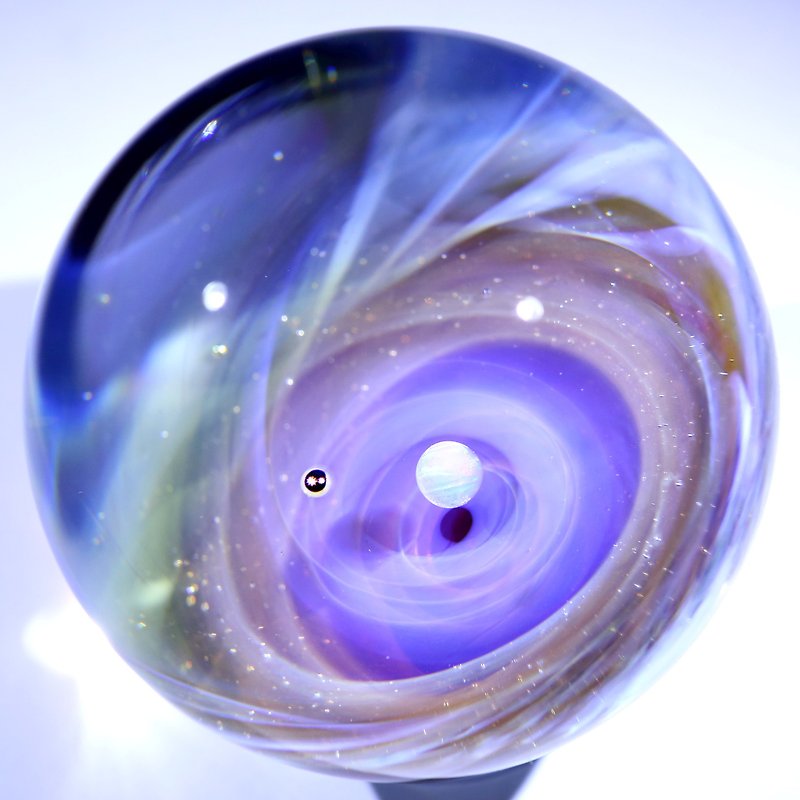 55mm 24K Gold Galaxy Glass Marble no.M107 - ของวางตกแต่ง - แก้ว สีม่วง
