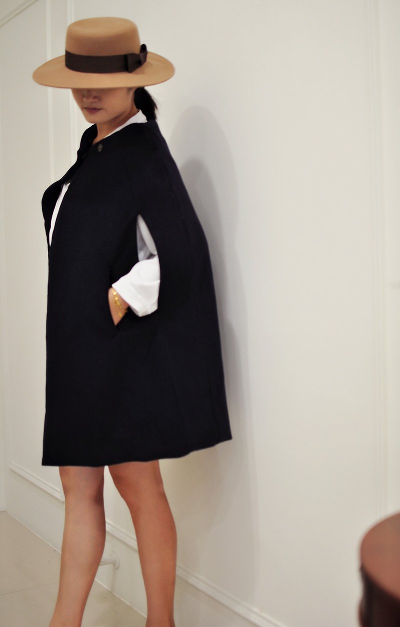 Flat 135 X Taiwan designer parent-child series 90% wool wool cloak jacket - Women's Casual & Functional Jackets - Wool Gray