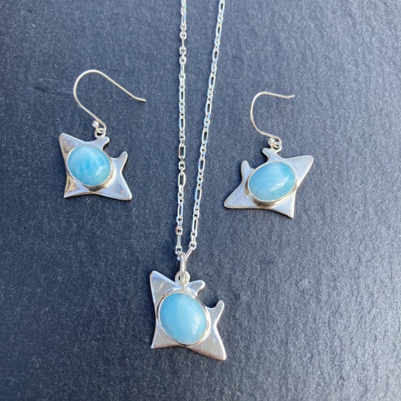 Larimar Ray Necklace / Earrings - Other - Sterling Silver Blue