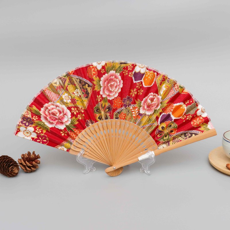 京都NISHIKI flower系列扇子-紅色 - 扇子 - 棉．麻 