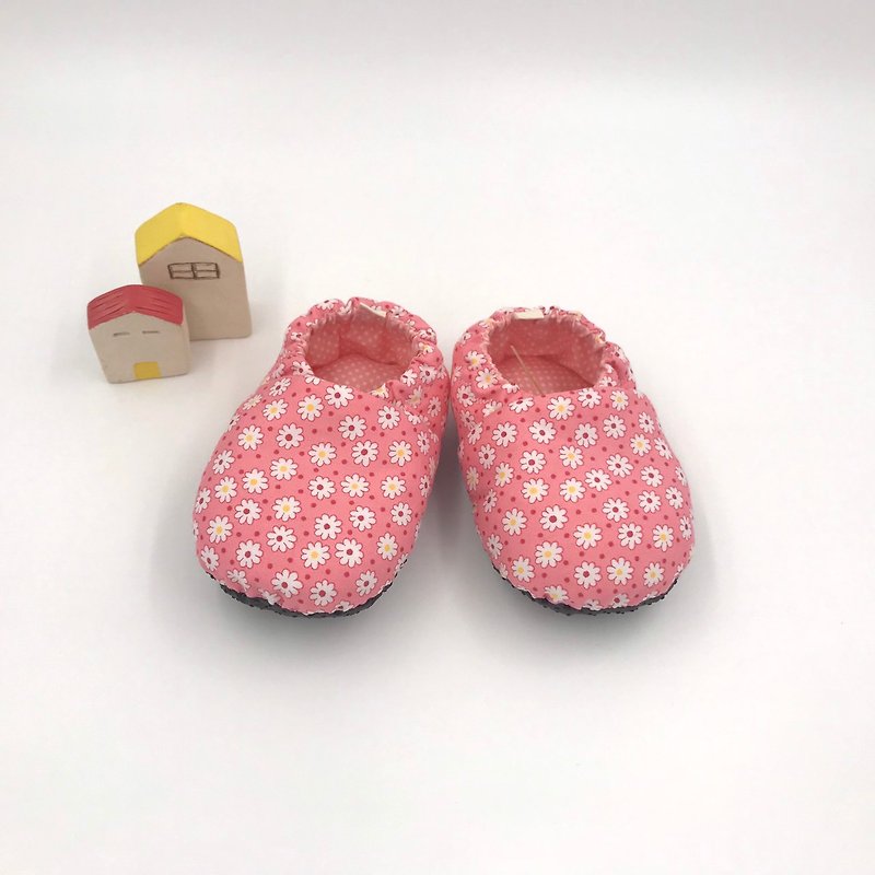 Small line pink flower - toddler shoes / baby shoes / baby shoes - Baby Shoes - Cotton & Hemp Pink
