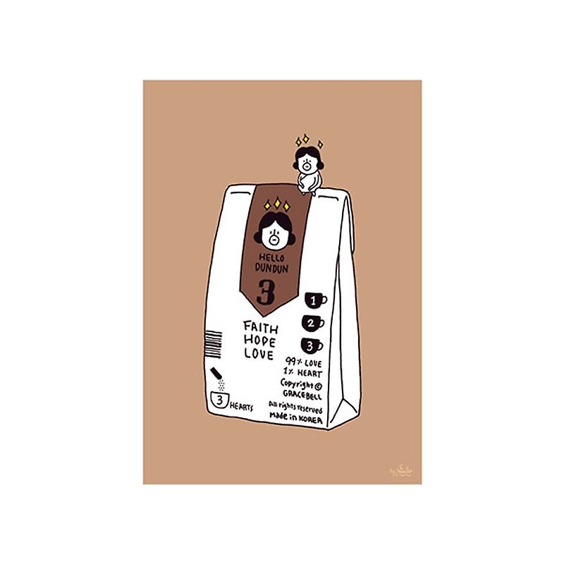 Hello Dun Dun哈囉登登系列 插畫明信片33.咖啡登登 - 心意卡/卡片 - 紙 